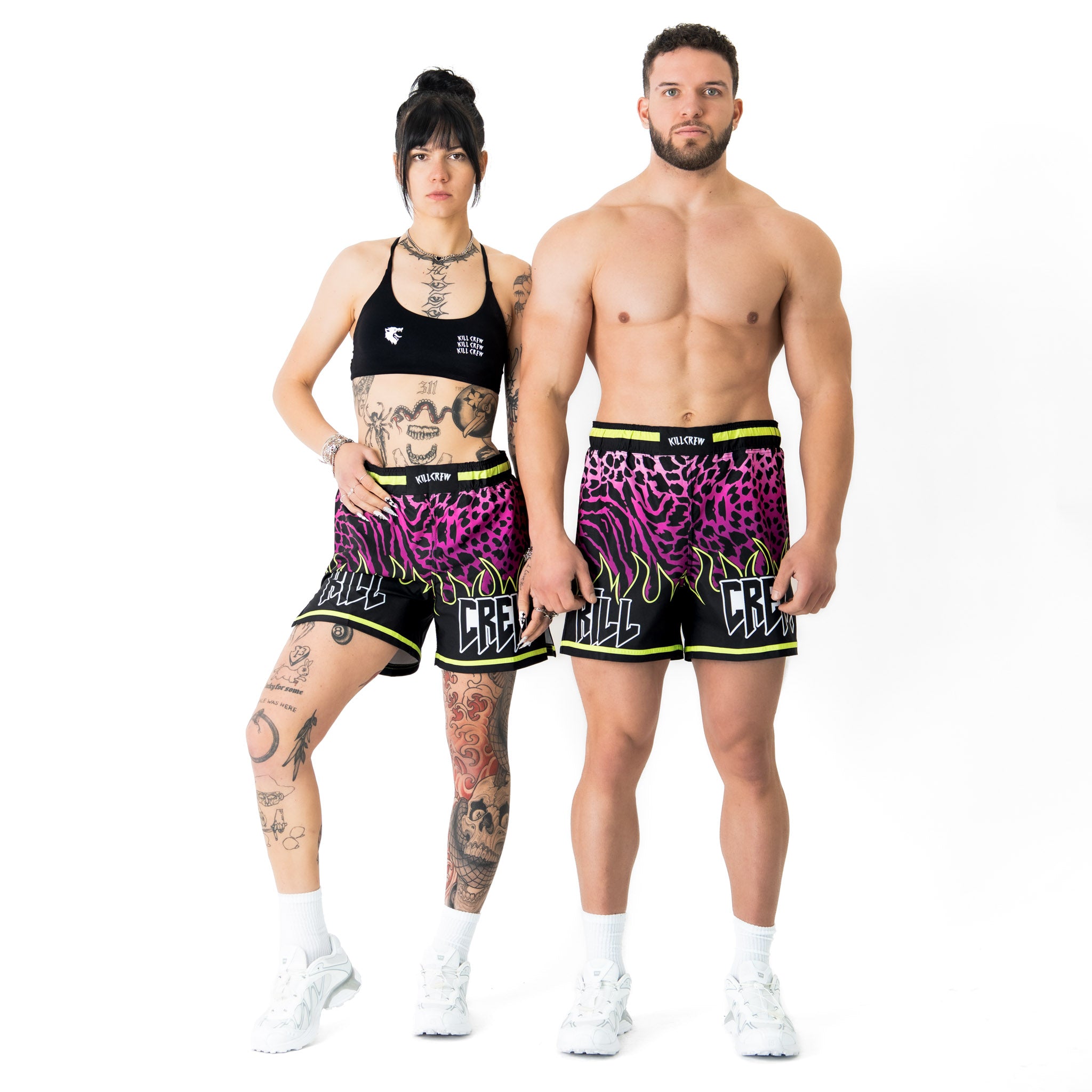 BSEM FIGHT SHORTS (THAI CUT) - PURPLE / GREEN