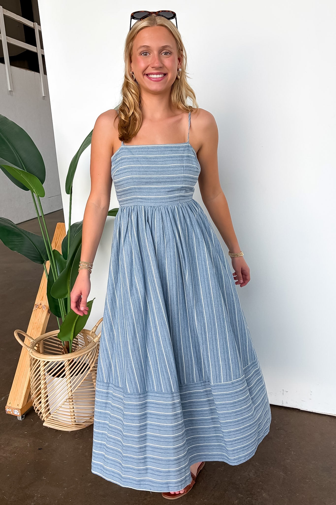 Striped Smocked Back Dress
