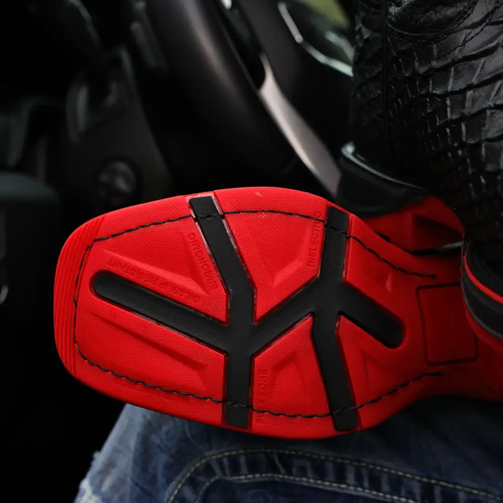 Matte Black Anaconda Leather Boots With 3D Lightweight Sole