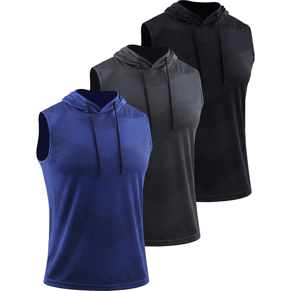 Men's Workout Tank Tops 3 Pack Sleeveless Running Shirts with Hoodie Sports Fitness Vest Sports Vests SpringStatements