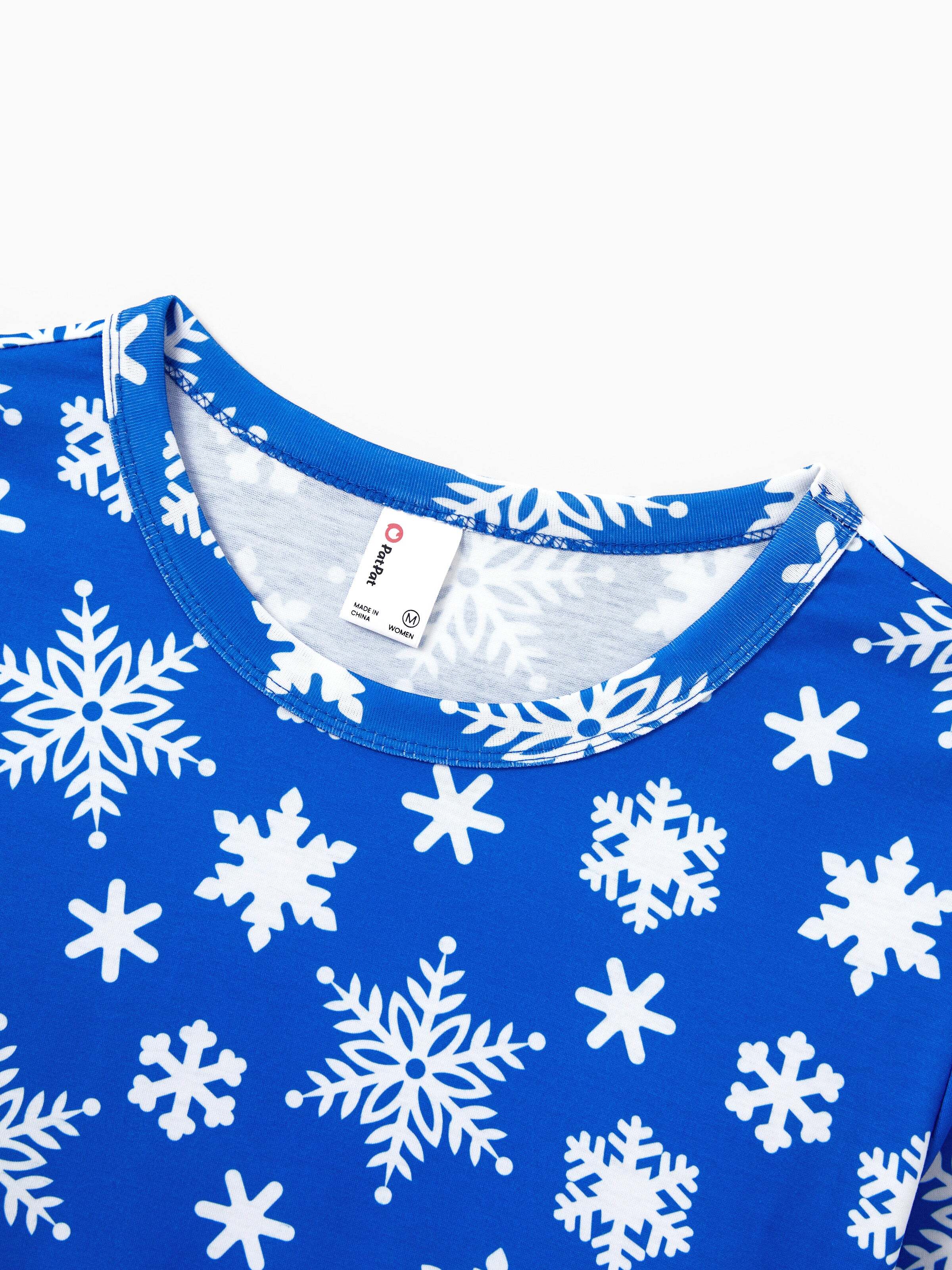 Christmas Matching Family Pajamas Set Snowflake Print Blue PJS with Christmas Socks Blue