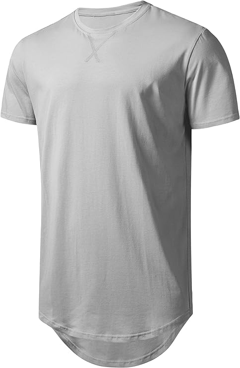 Mens Cotton Hipster Hip Hop Longline Crewneck T-Shirt,Menswear Casual Tshirt Tops