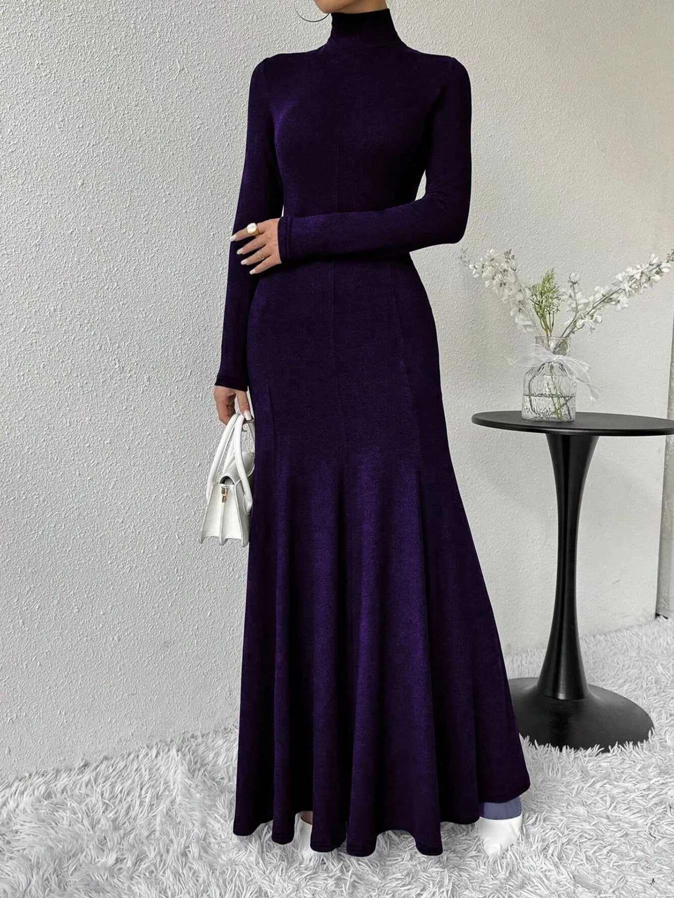 Turtleneck Long Sleeve Maxi Mermaid Dress