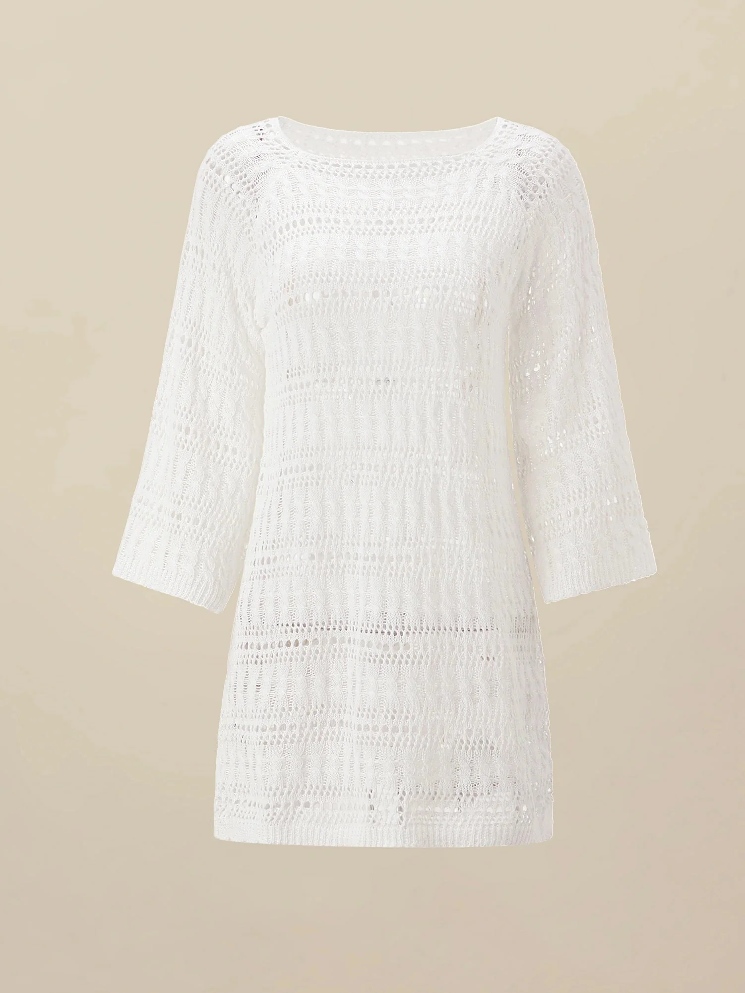 100% Lyocell Tencel Boat Neck Crochet Dress