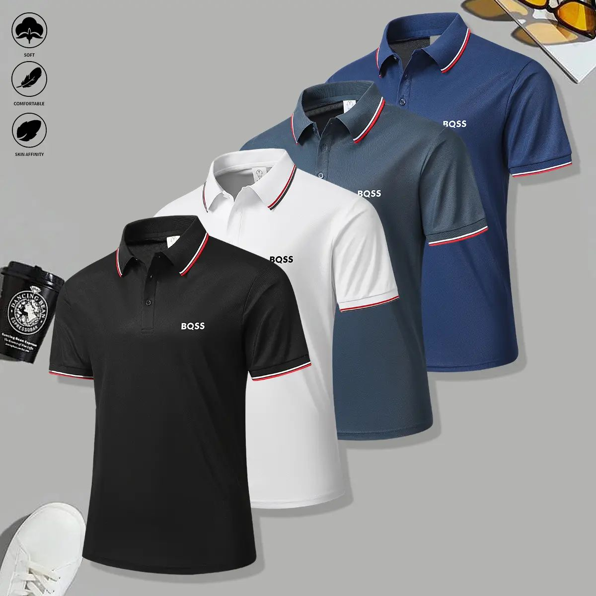 men's casual short-sleeved polo shirts mixed-color suit, breathable and refreshing, suitable for all seasons, is a good choice for men who give gifts during the holidays
