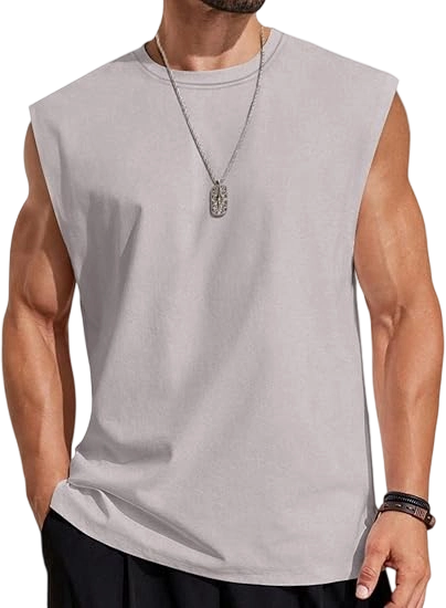 Men's Solid Color Round Neck Tank Top, Loose Casual Comfy Classic Crew Neck Sleeveless Top for Summer