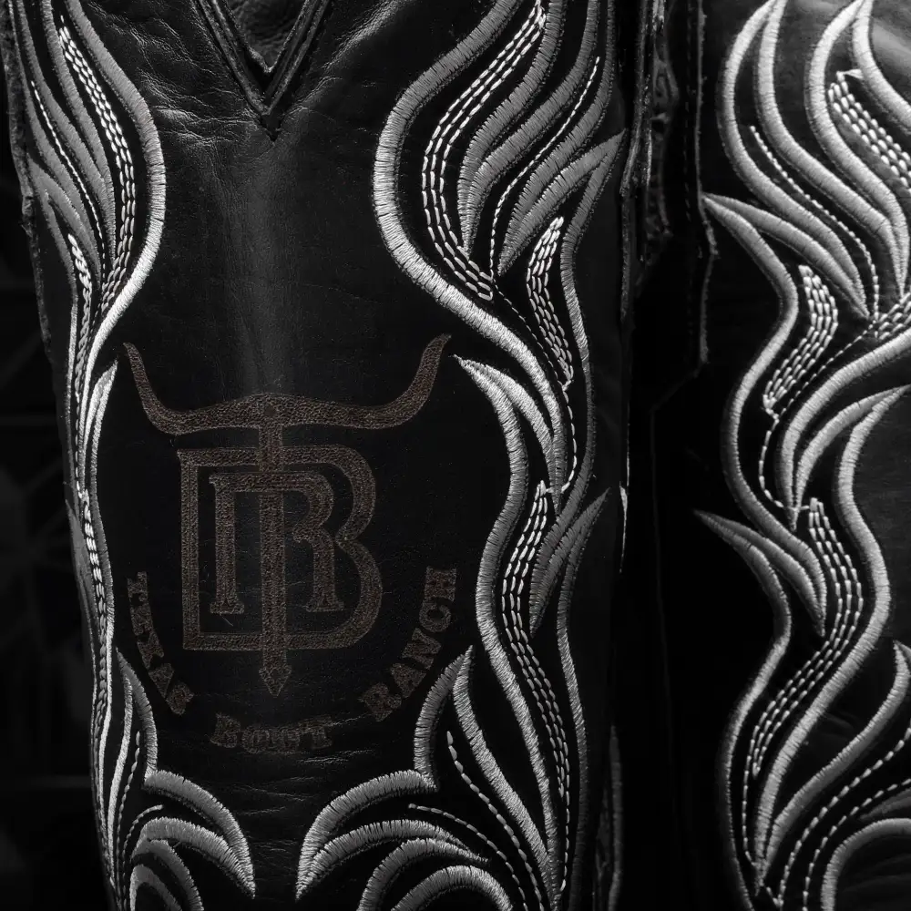 Grey Caiman Neck Leather Boots - Square Toe