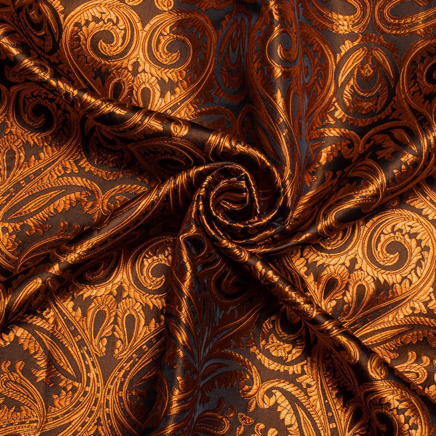 Men's Paisley Dress Shirt Long Sleeve Wrinkle Free Button Down Cowboy Shirts - Burnt Orange&paisley