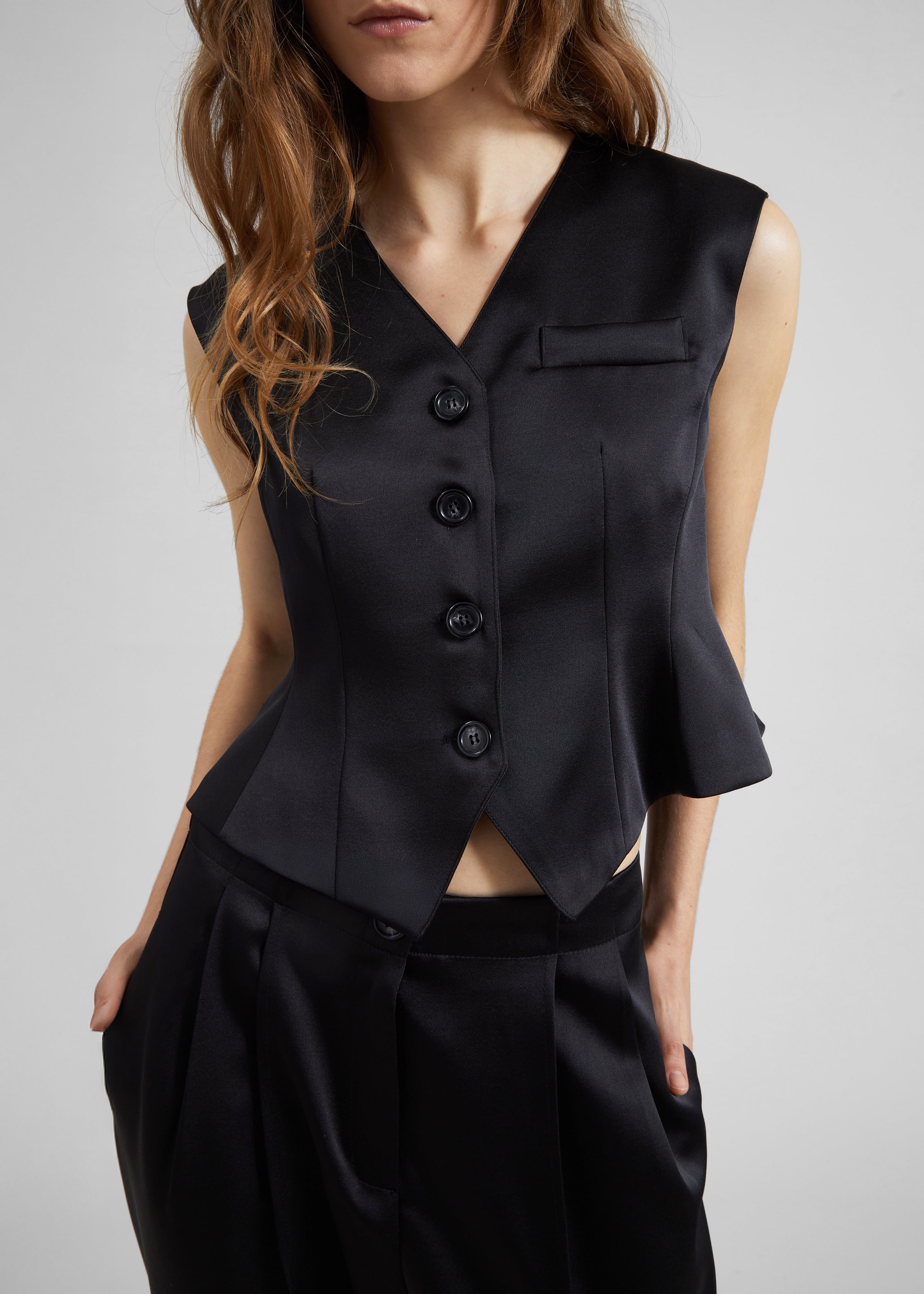 Rui Satin Vest - Black