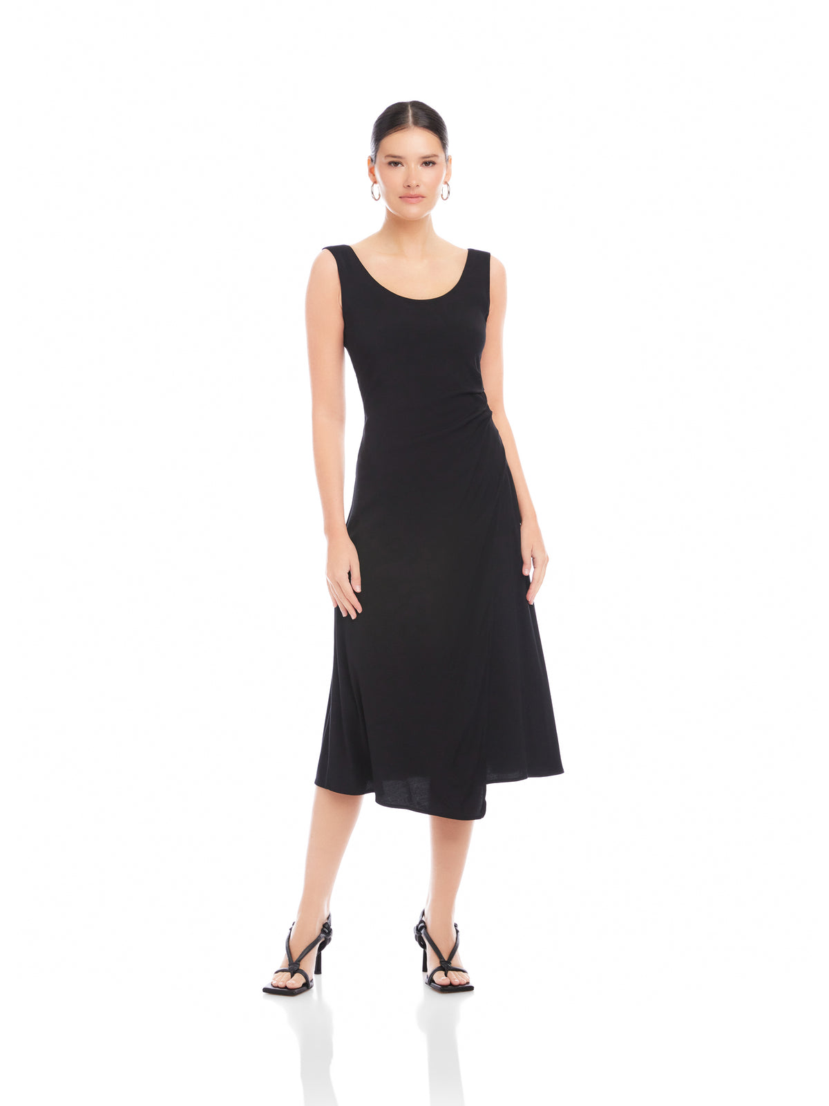 Shari Side-Pleat Dress in Black