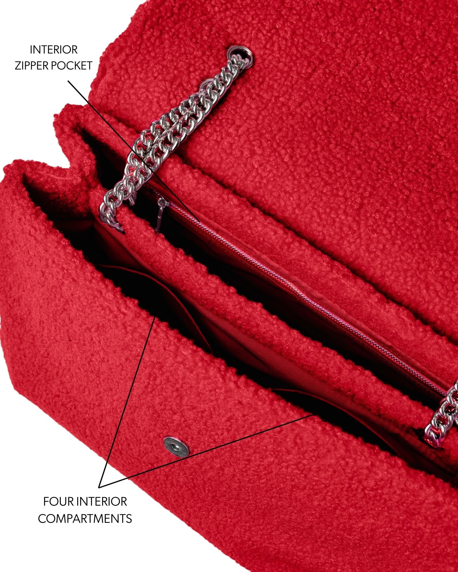 LARGE TEDDY FLAP BAG - RED