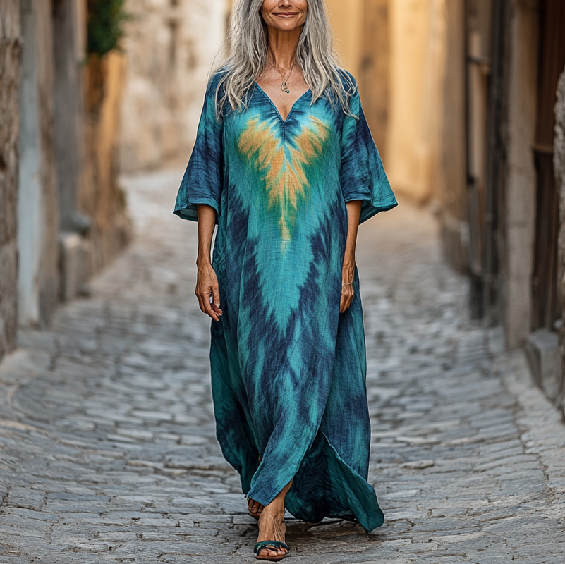 Vintage Hippie Loose Linen Dress 4d8d