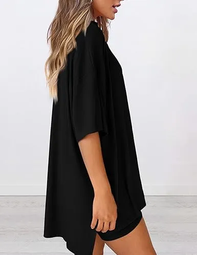 Women's Summer Oversized Shirt & Biker Shorts Set(Under $3 a set!)