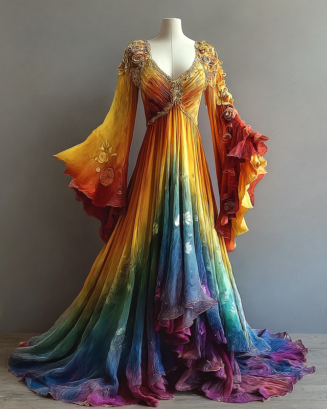 Women's Vibrant Summer Rainbow-Colored Dress 9979