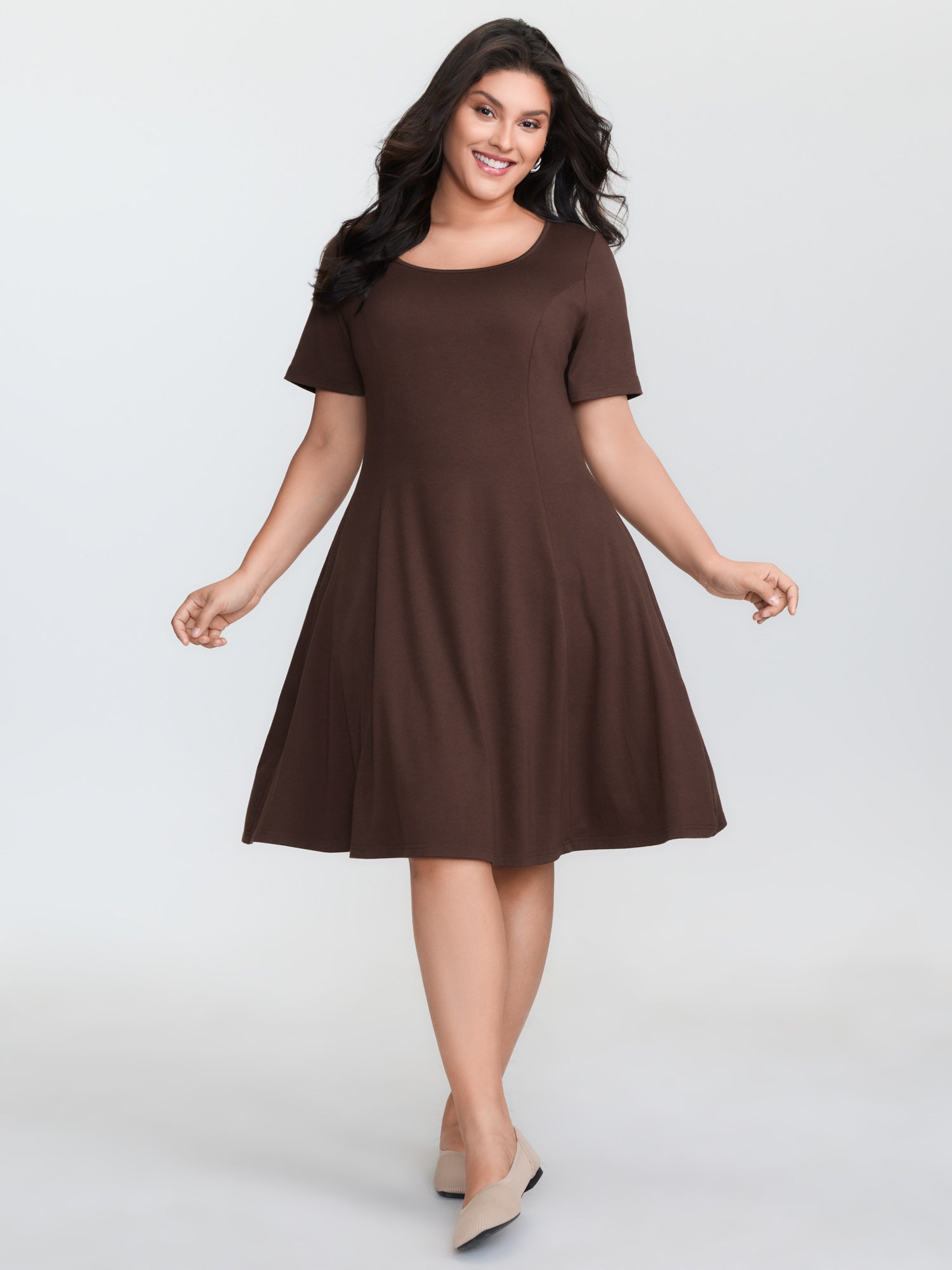 Supersoft Cinched-Waist Plain Mini Dress
