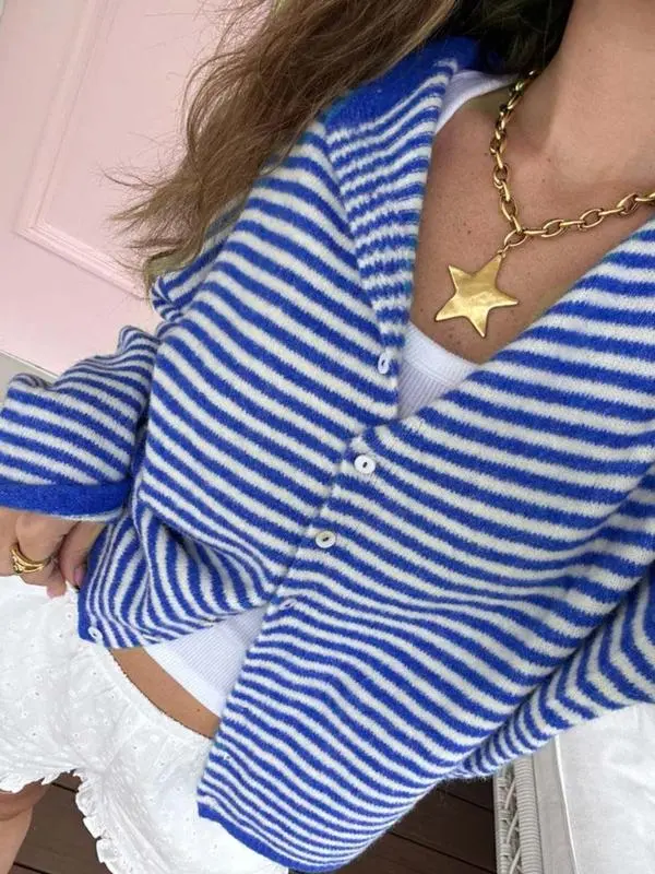 Women's Striped Sweater Cardigan