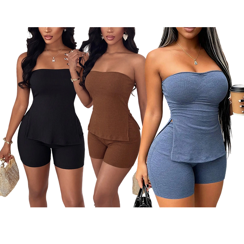 Women's Slim Fit Halter Top & Shorts Set
