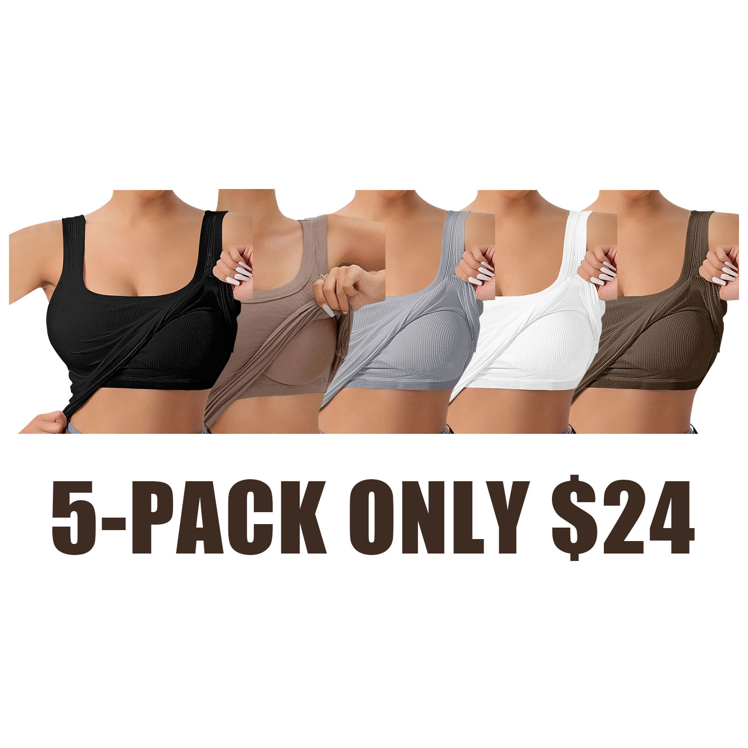 Ribbed Workout Tank Tops for Women with Built in Bra Tight Racerback Scoop Sports Tank Neck Athletic Top for Summer And All Seasons