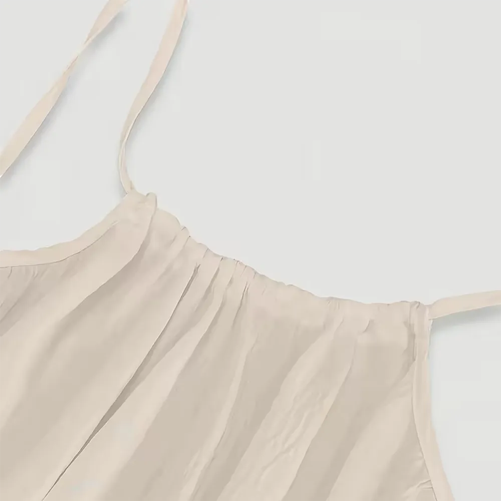 Women's Cotton Linen Backless Loose Dress