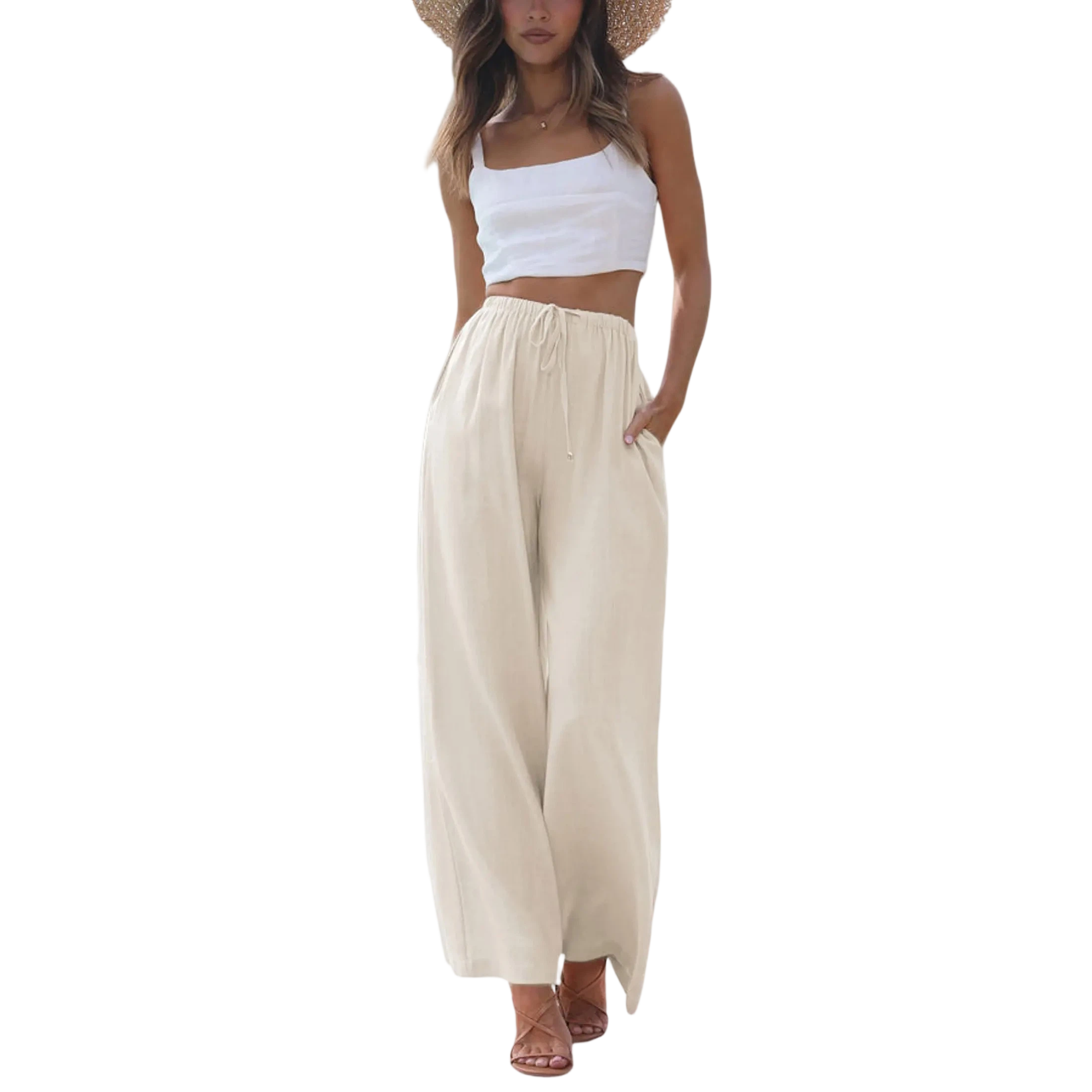 🌊🌊🌊Women's 2026 Viral Palazzo Pants - Lightweight Wide Leg Trousers with Pockets