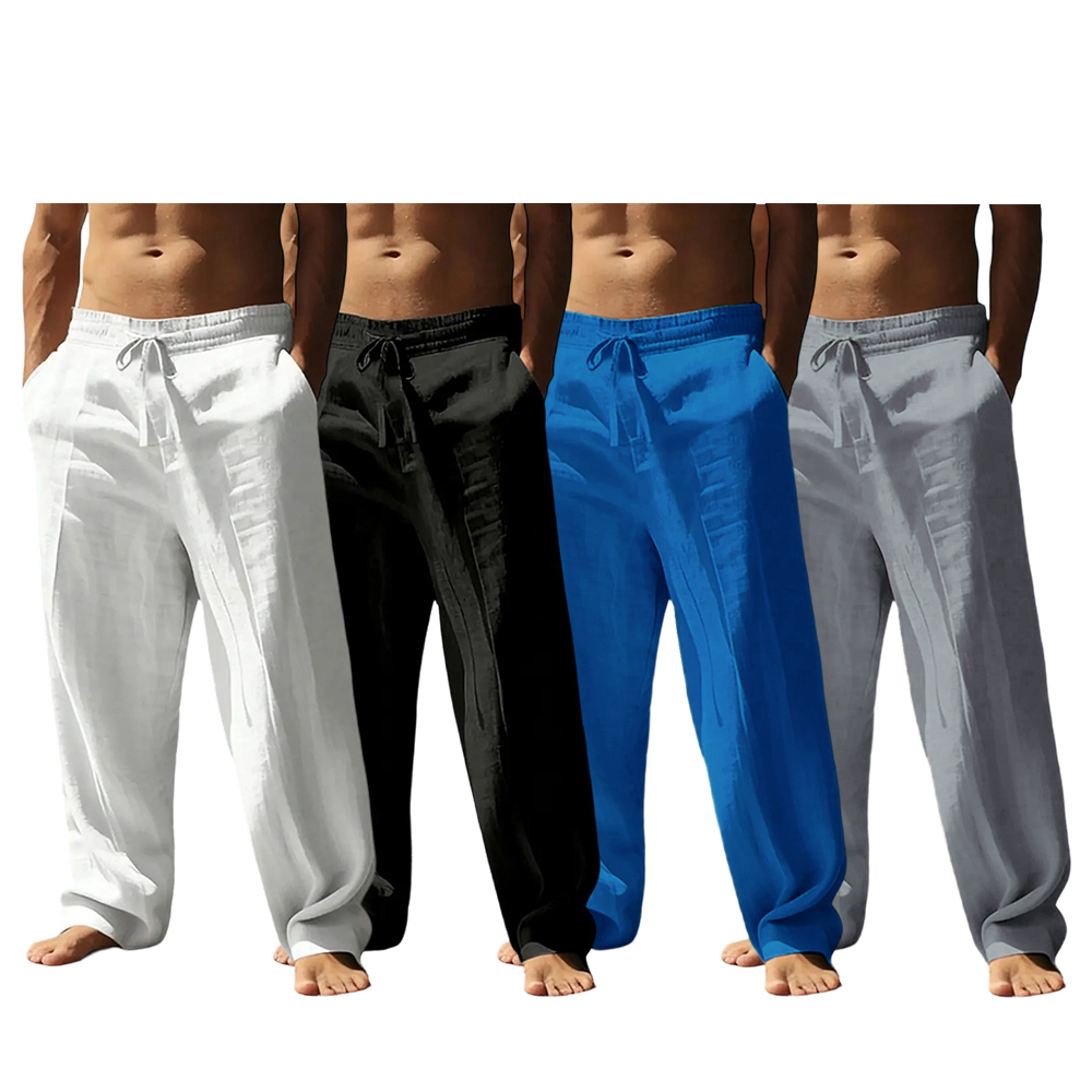 Men's casual trousers, smooth to the touch, solid color, straight leg style