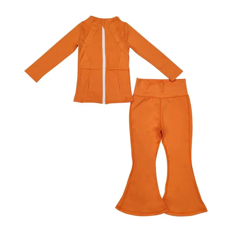 Girls’ Solid Color Long Sleeve Yoga Set – Soft & Stretchy