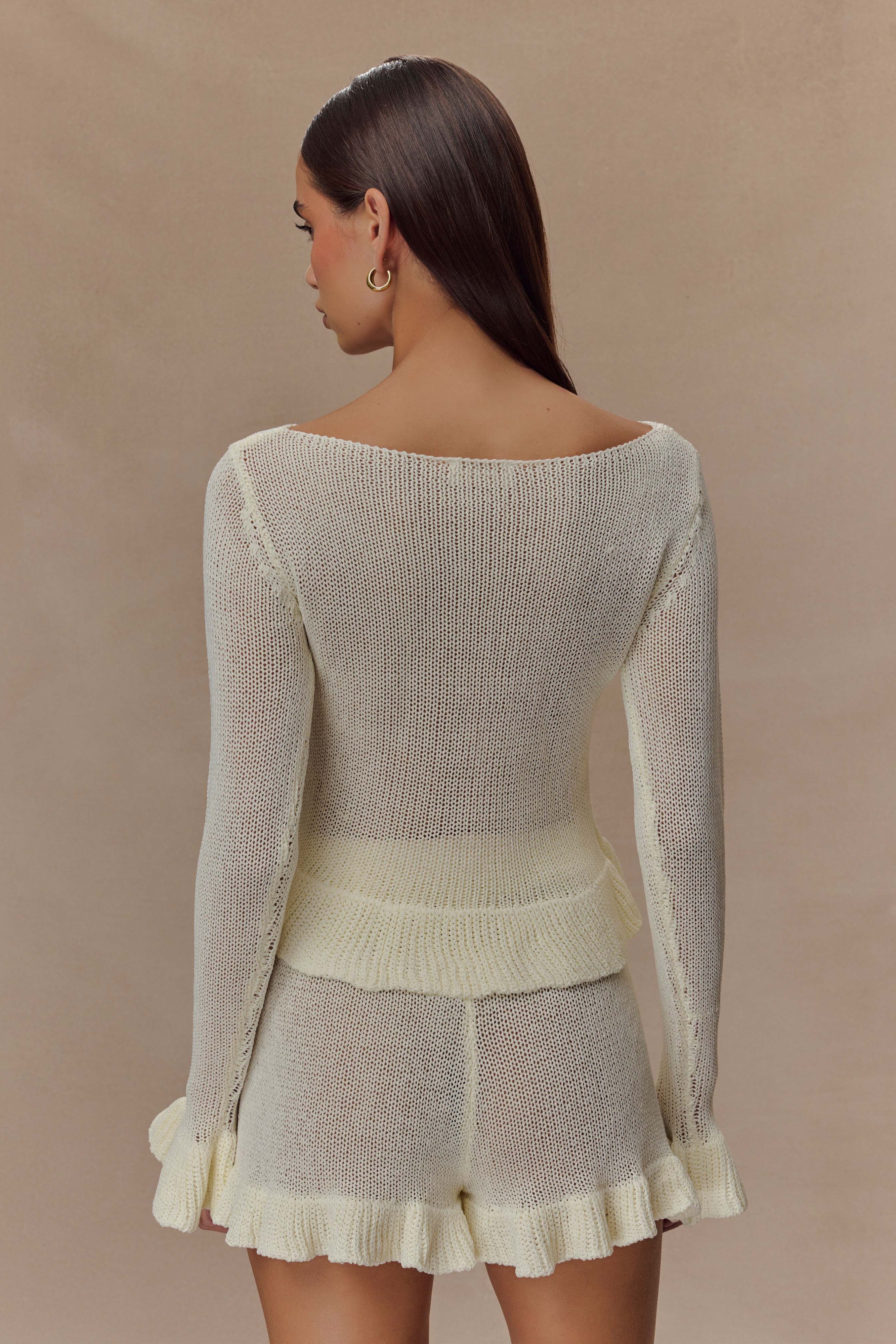 White Knit Frill Shorts