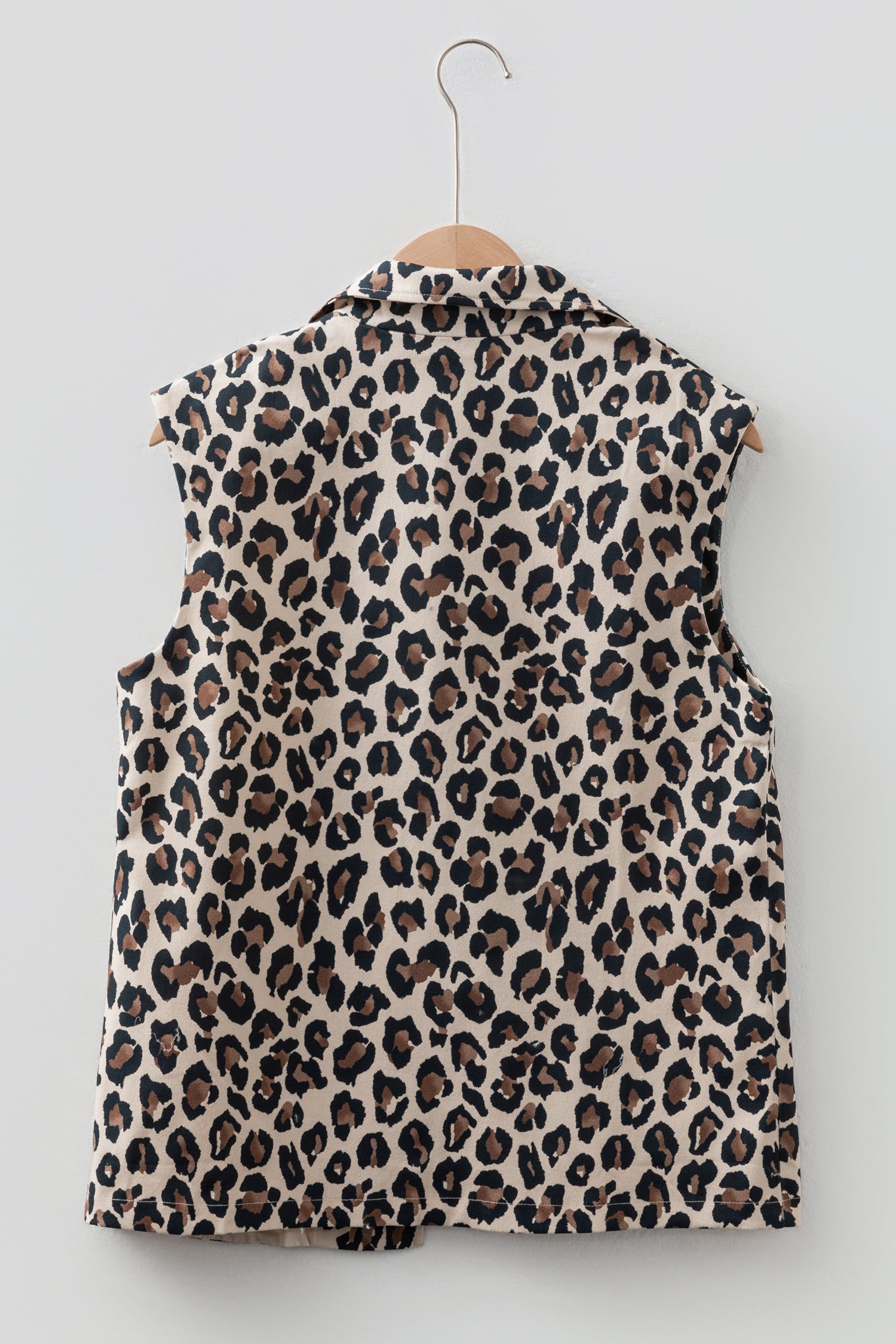 Brown Leopard Open Front Jacket Vest