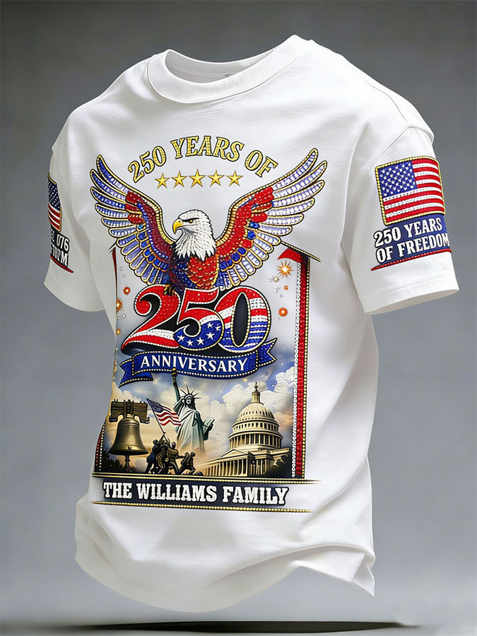 Men'S American Flag Commemorative 250Th Anniversary Classic Pattern Short Sleeve T-Shirt