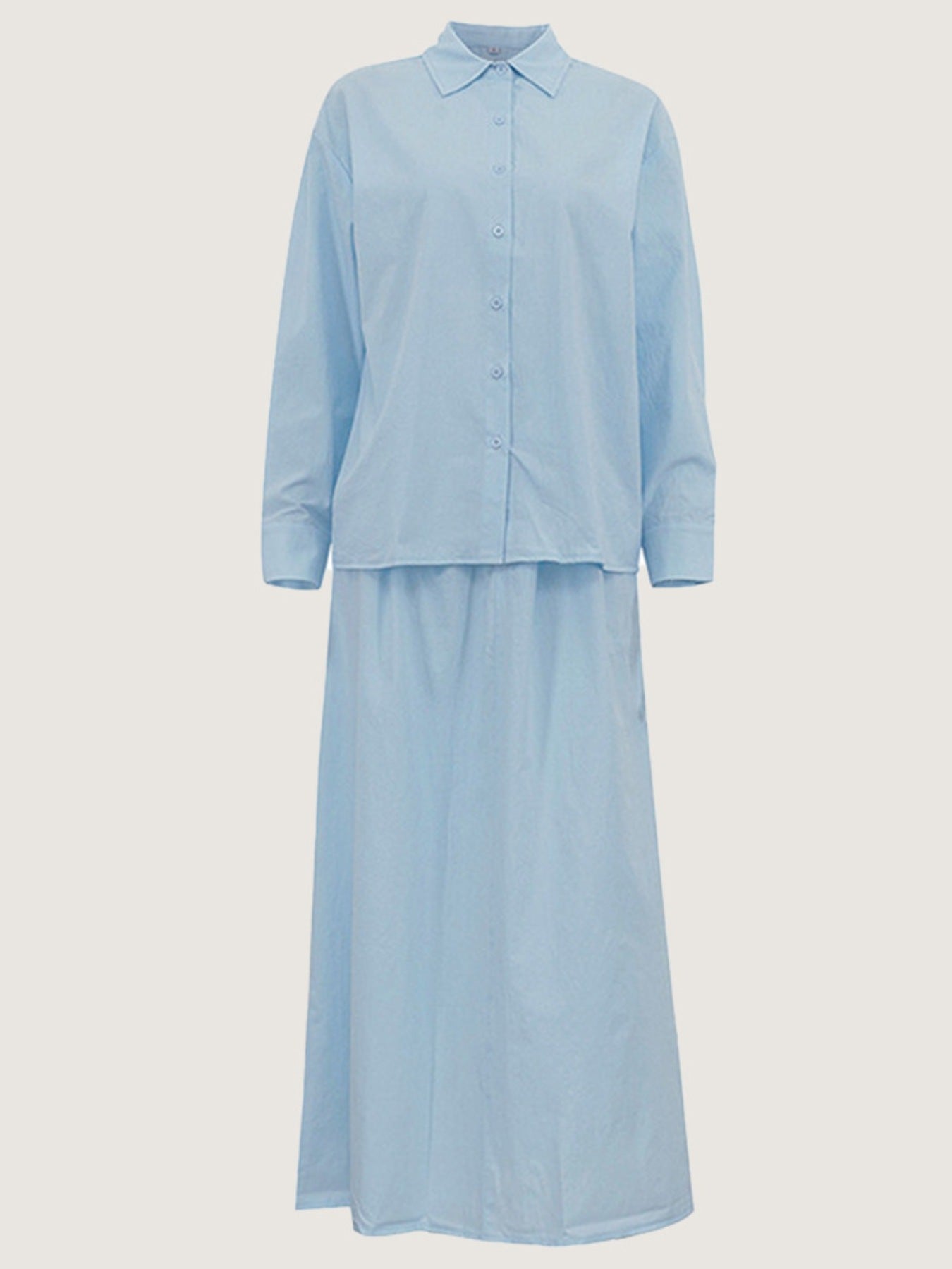 Tie-Front Shirt and Maxi Skirt Set