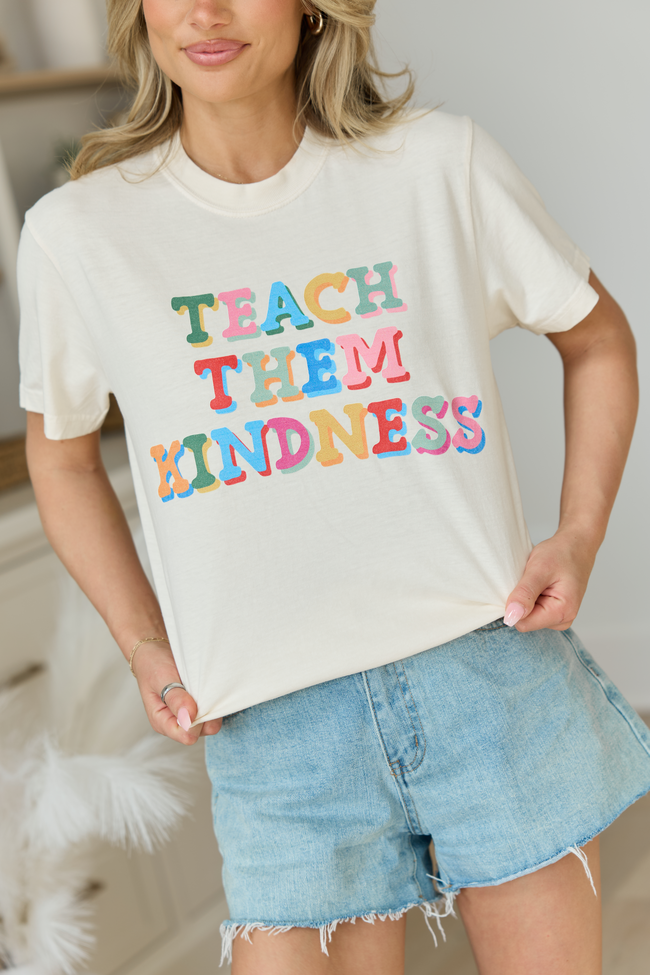 Teach Them Kindness Ivory Graphic Tee