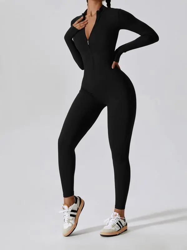 Women's All-Season Zip Sports Yoga Jumpsuit
