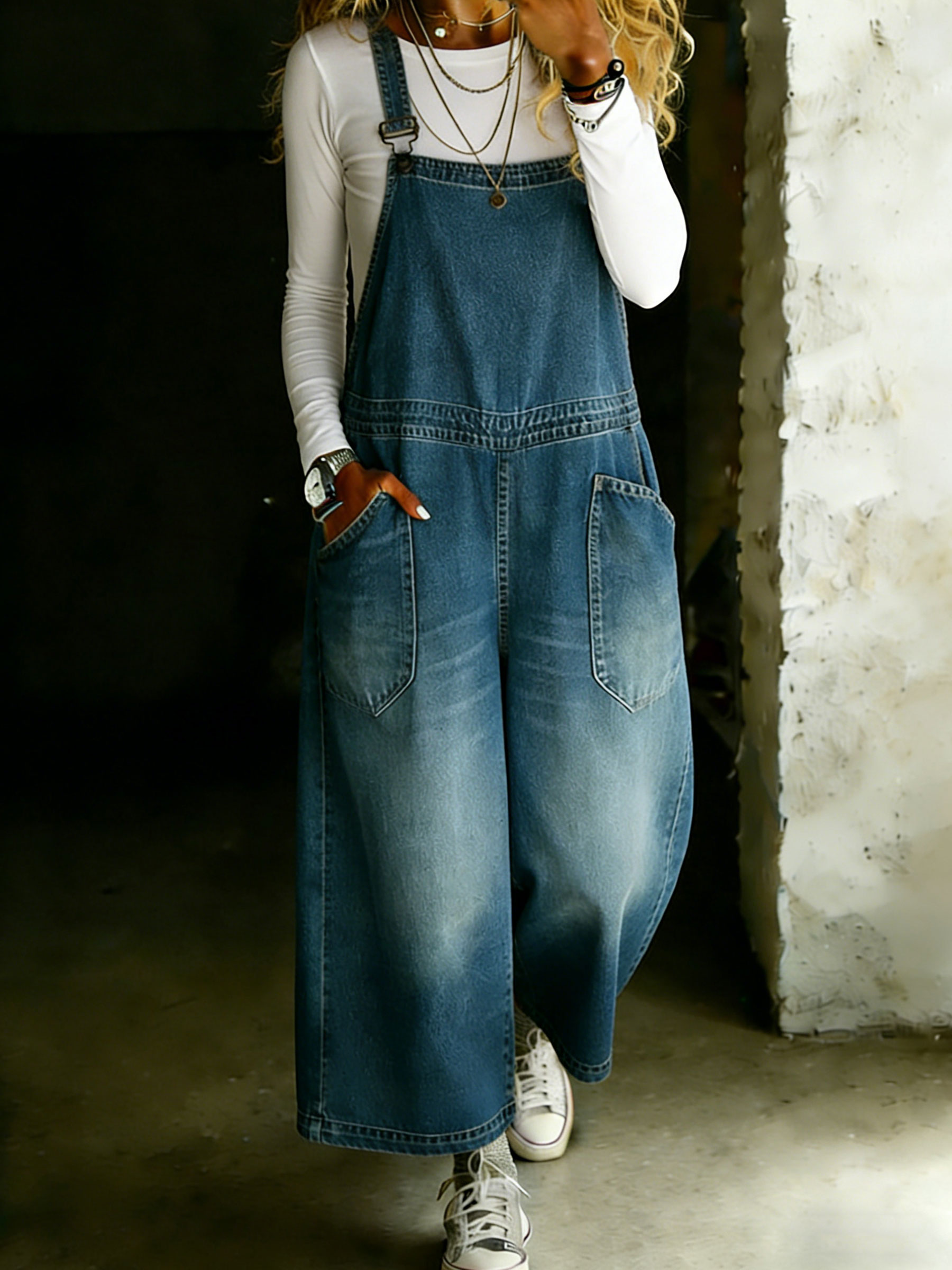 Women’s Casual One Piece Denim Jumpsuit