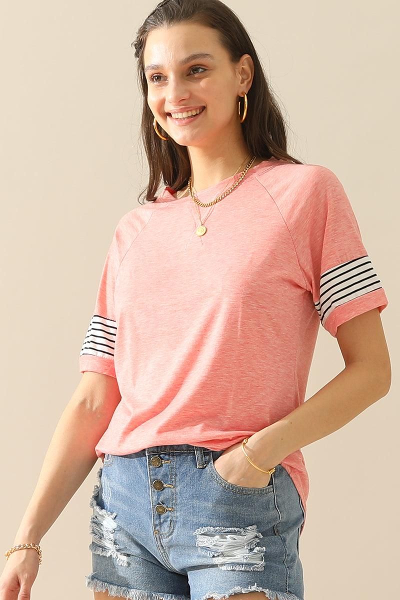 Loose Fit Crewneck Line Point Short Sleeve Tee