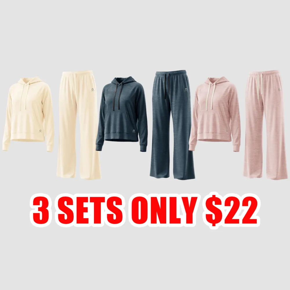 Women’s Recycled Fabric 2-Piece Hoodie & Wide-Leg Sweatpants Set