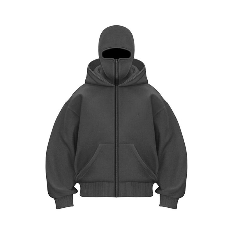 Unisex Y2K Balaclava Zip-Up Double Layer Hoodie Jacket