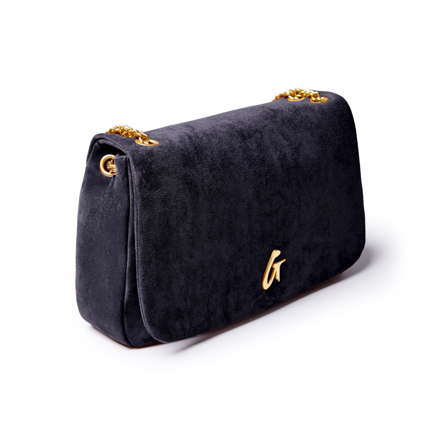 MEDIUM SUEDE FLAP BAG - BLACK