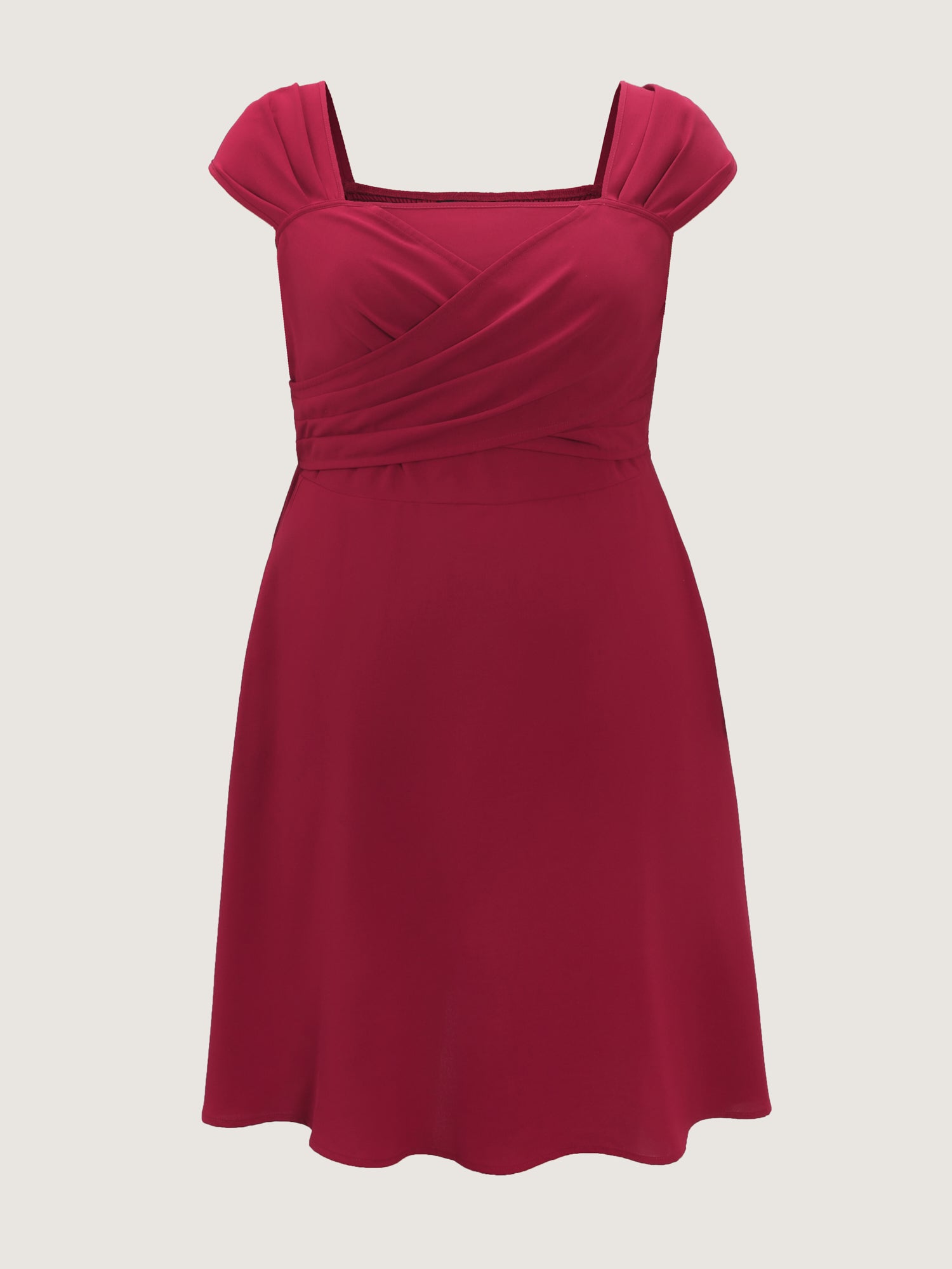 Twist-Front Pleated Pockets Mini Dress