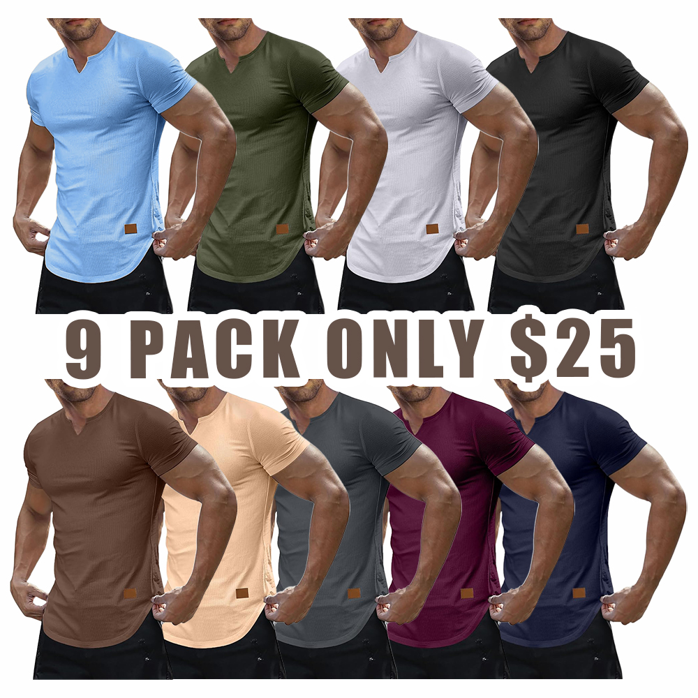 🔥Men’s Slim Fit V-Neck Muscle T-Shirts