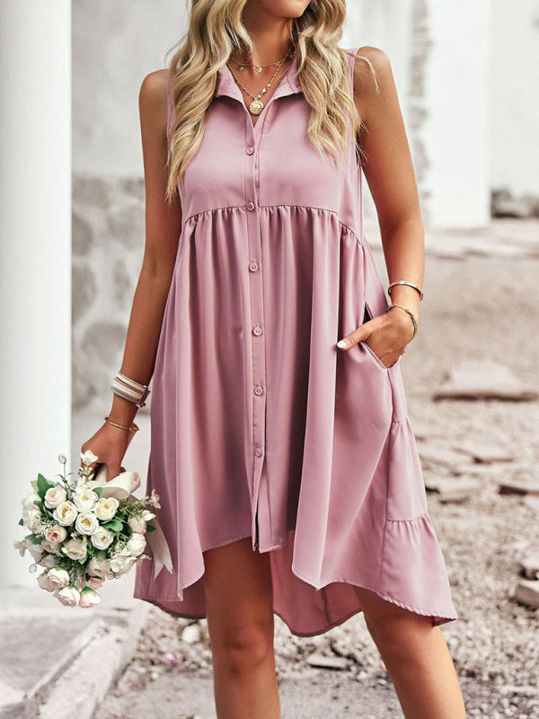 Sleeveless A-Line Skirt With Short Front And Long Back