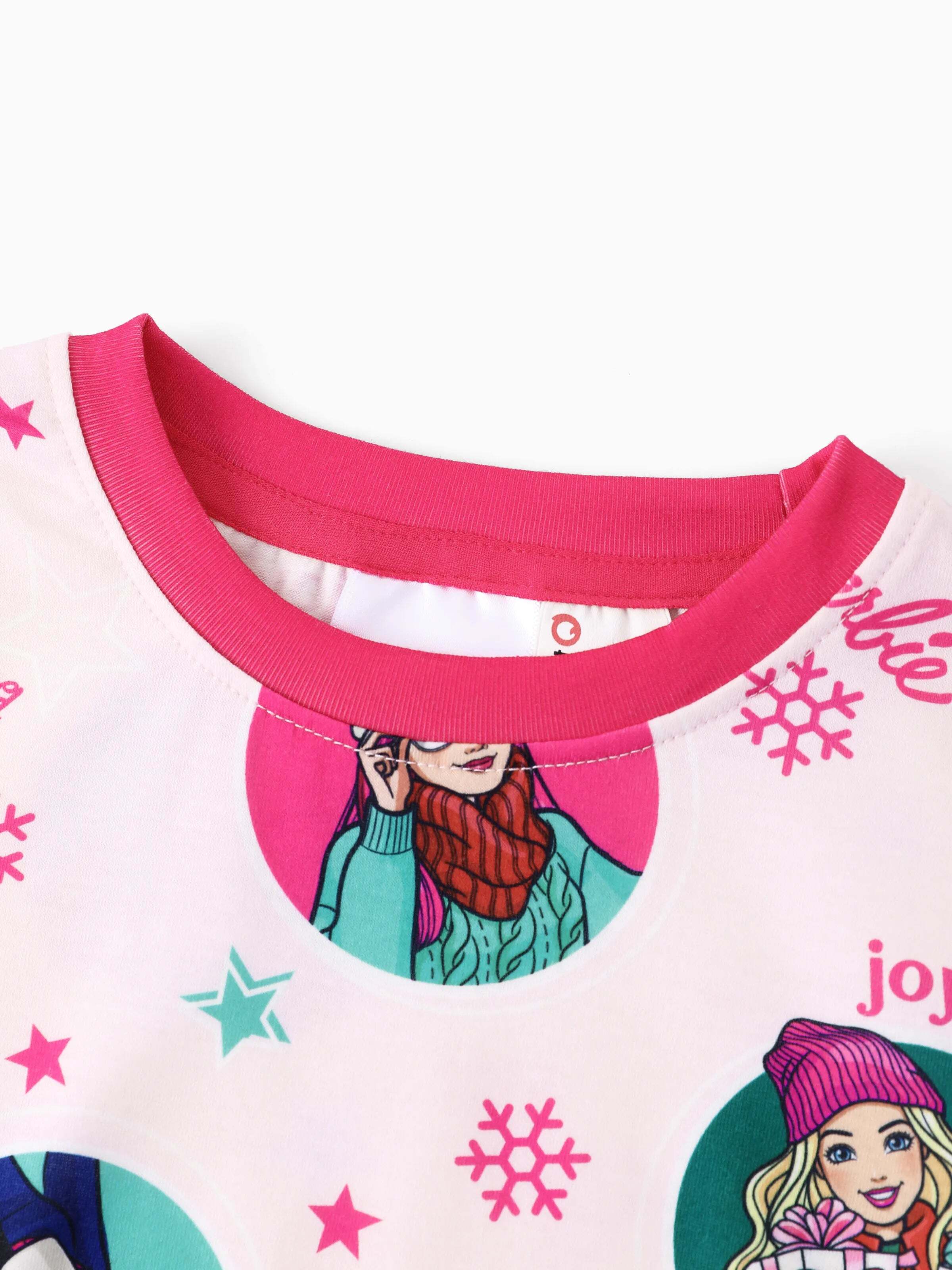 Barbie Christmas Matching Family Snowflake Pajamas Set with Christmas Socks Pink
