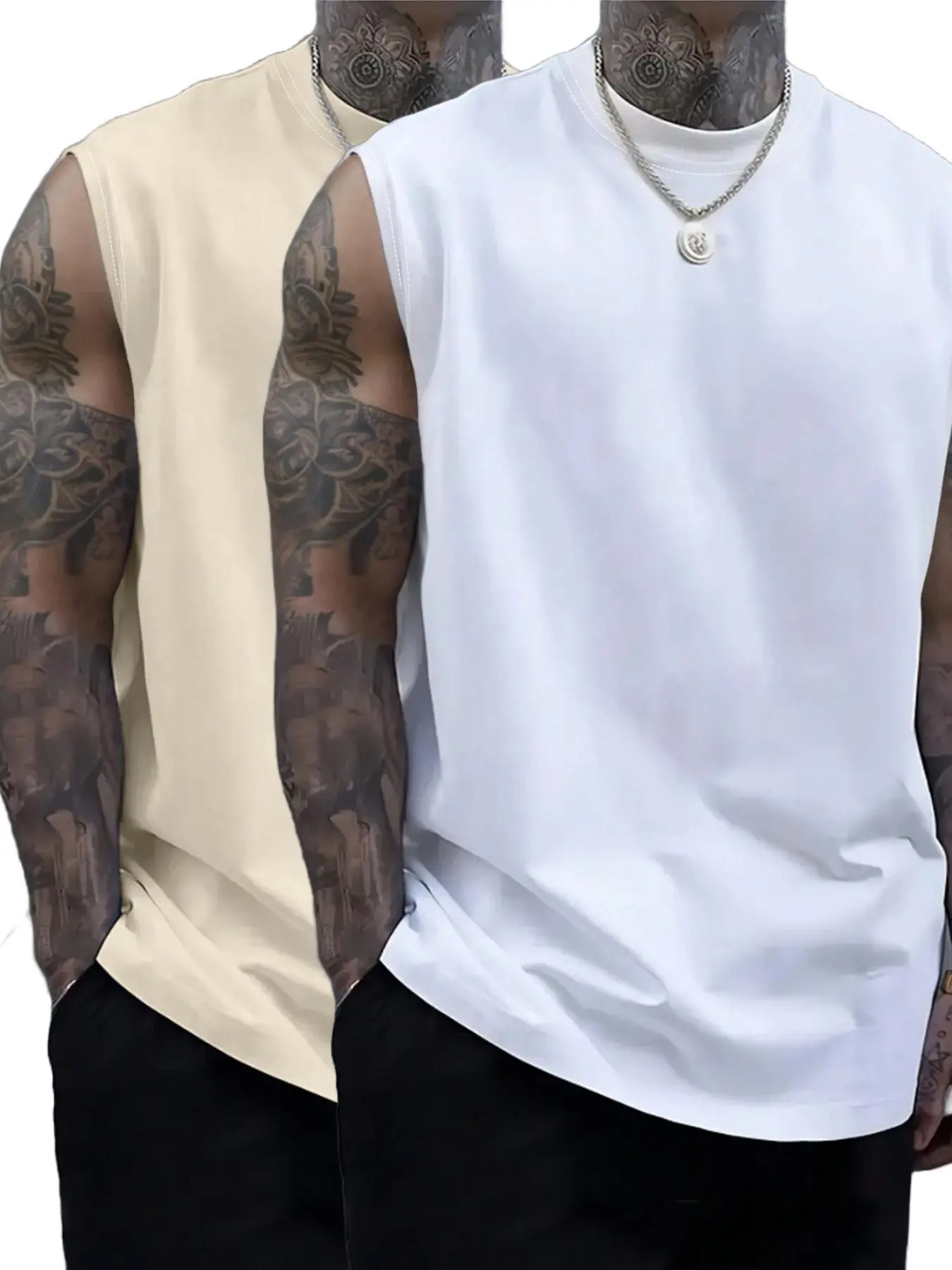 Men's Solid Color Crew Neck Tank Top