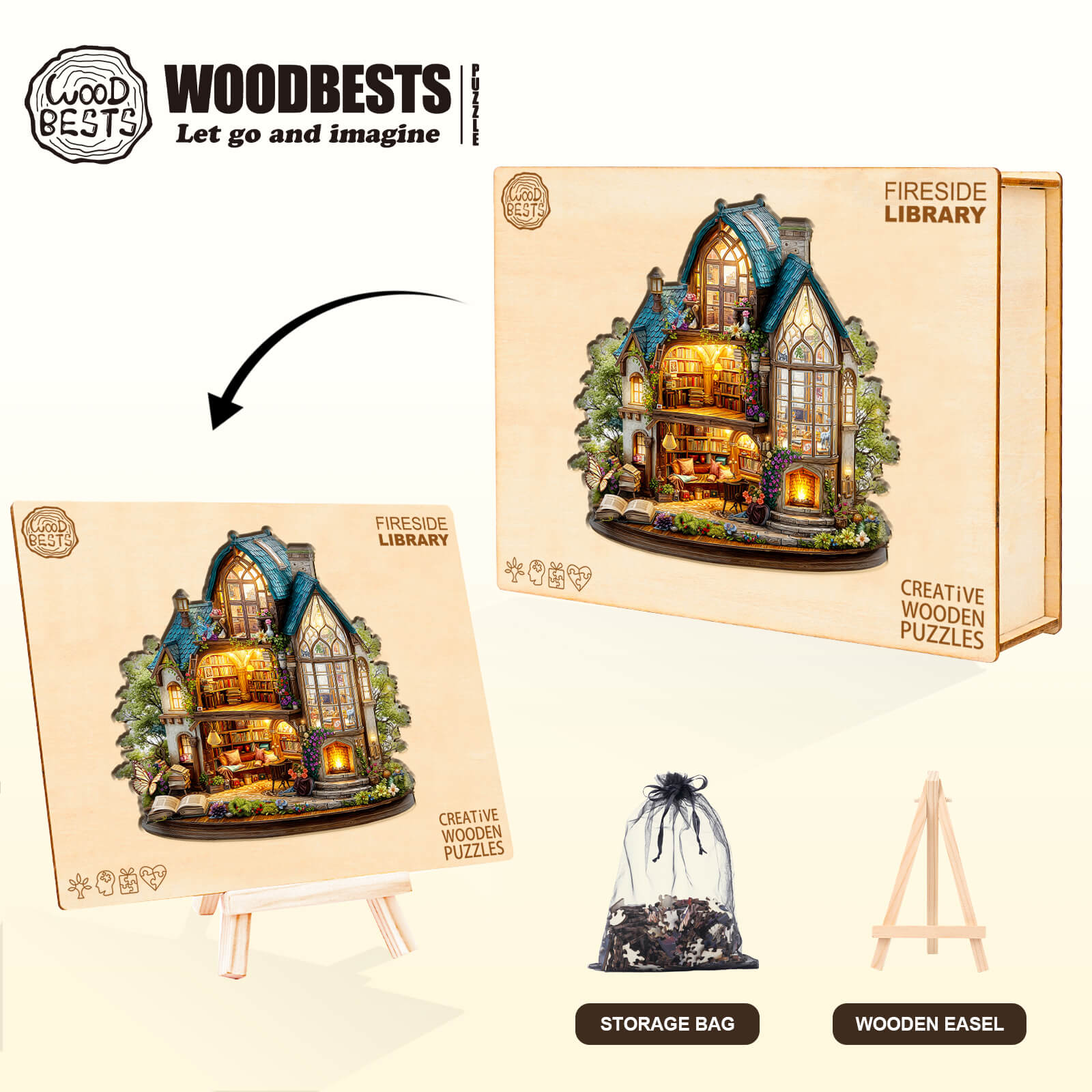 Fireside Library Wooden Jigsaw Puzzle