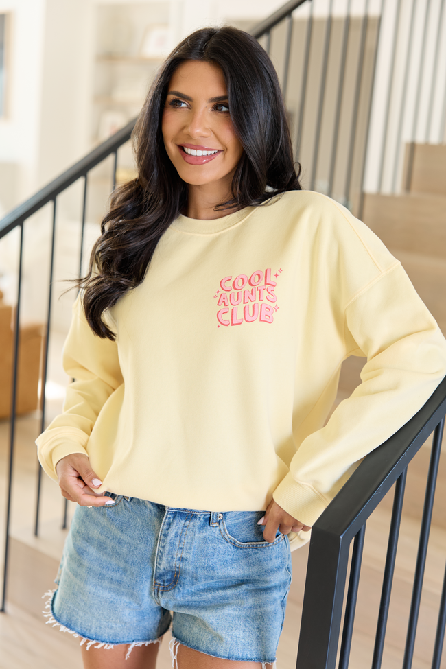 Cool Aunts Club Yellow Graphic Sweatshirt