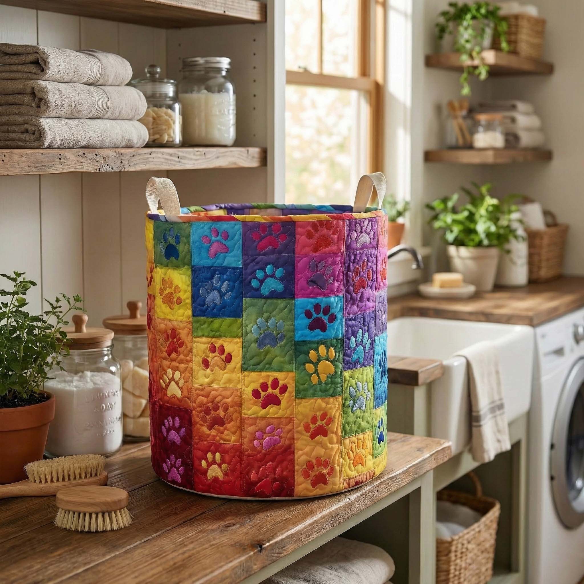 Rainbow Paws Quilted Laundry Basket GFTOQM1798