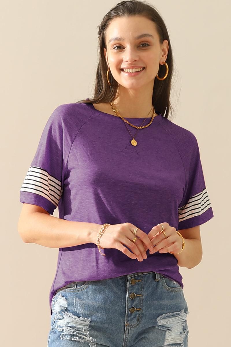 Loose Fit Crewneck Line Point Short Sleeve Tee