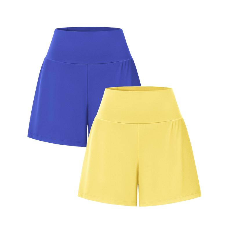 Women‘s High-Waisted  Yoga Shorts with Back & Side Pockets (can freely match 12-pack colors)