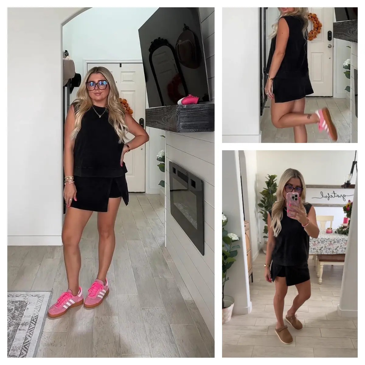 Tanming Womens Travel Outfits Summer Lounge Set Two Pieces Mineral Wash Cotton Tank Top Lined Split Athletic Skirt Set SummerFreshness