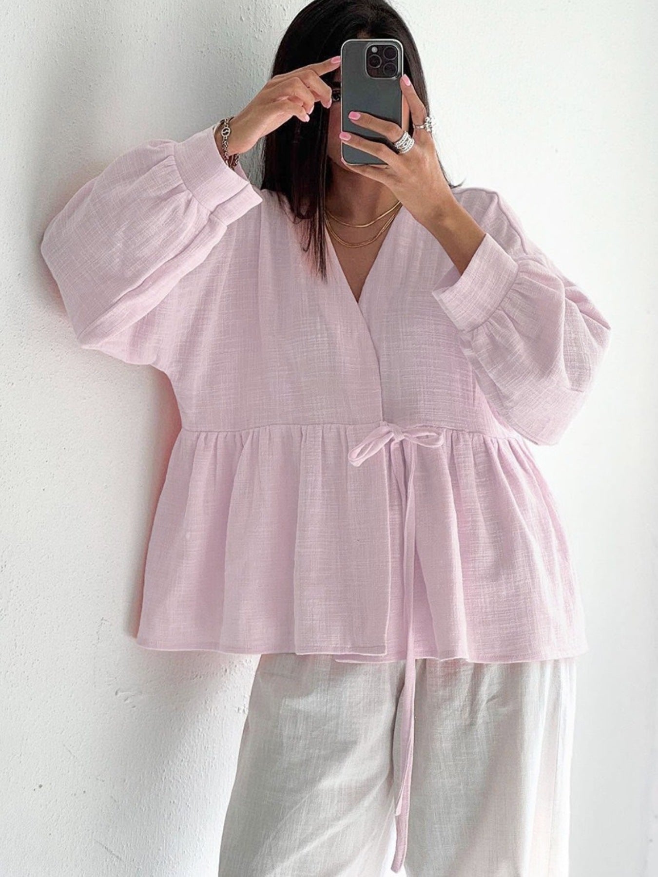 Tie Front Long Sleeve Shirt