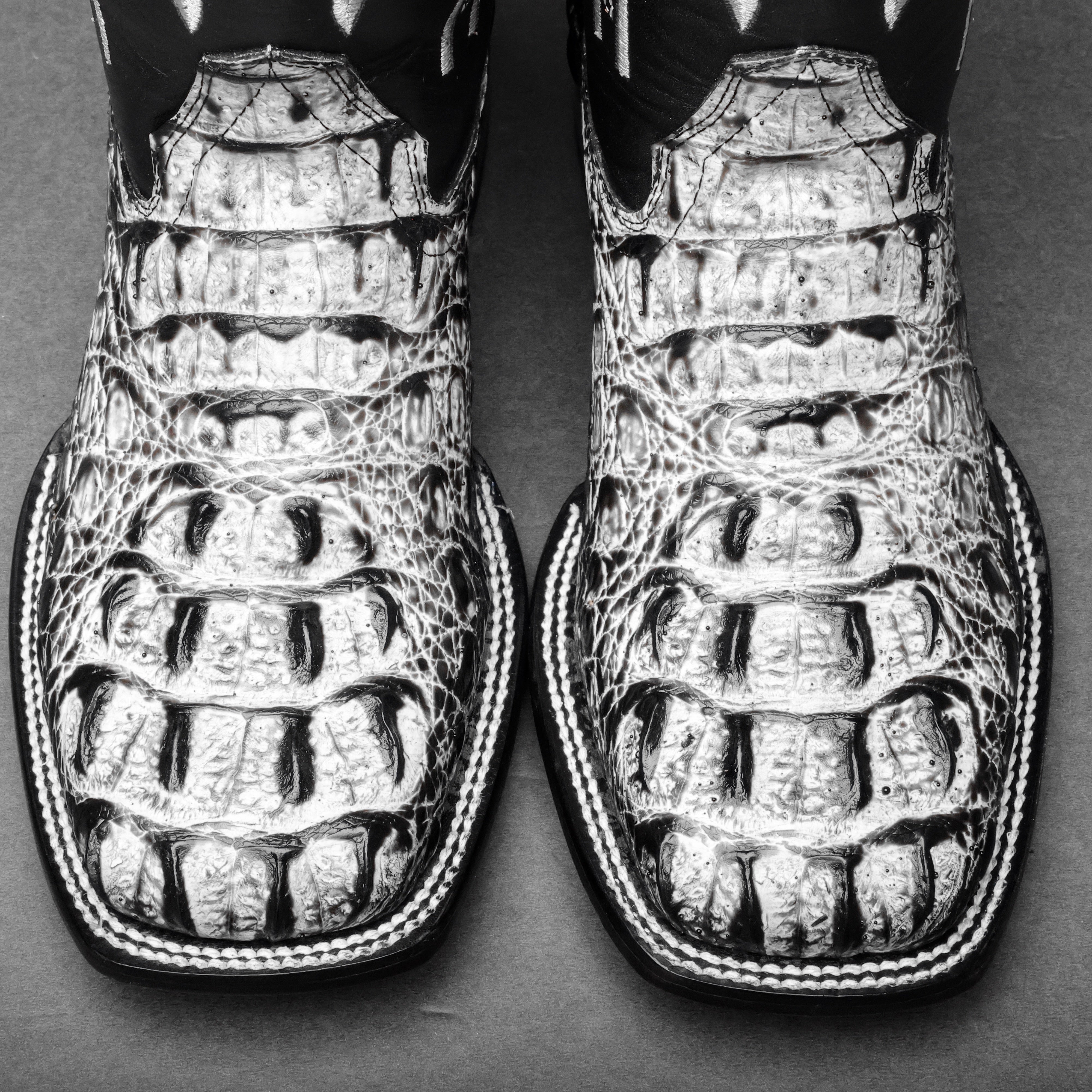 Eclipse Caiman Neck Leather Boots - Square Toe